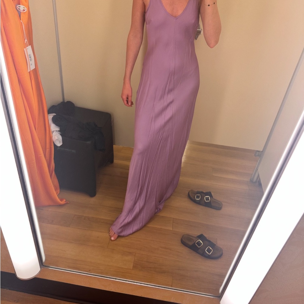 Elegant Lavender Silk Maxi Dress